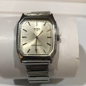 Vintage Silver Acqua Quartz Watch with Stretch Band